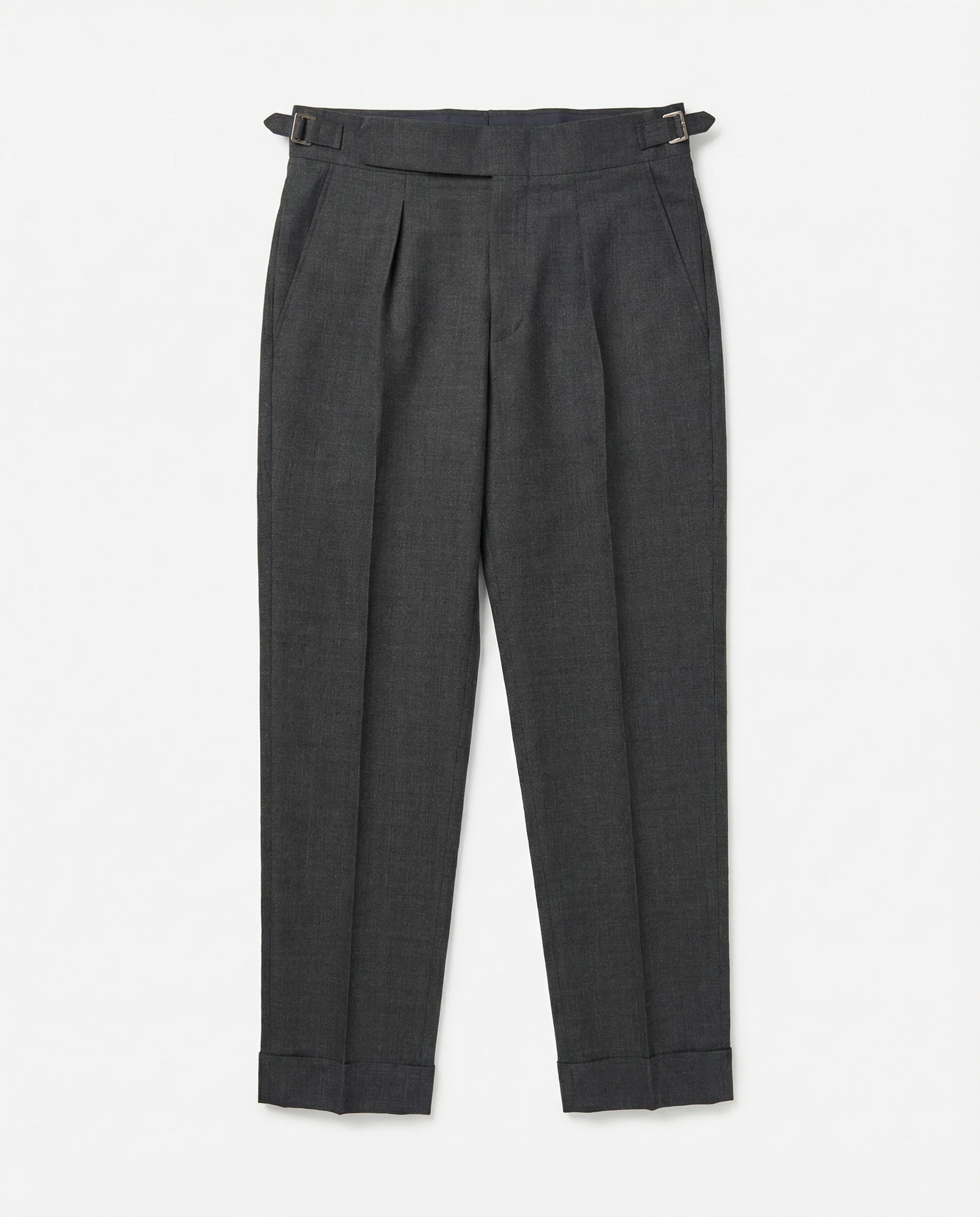 PANTALON DROIT A PINCE EN TOILE DE LAINE