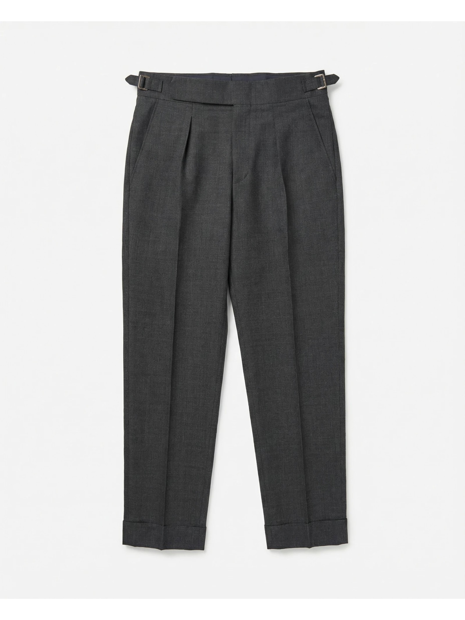 PANTALON DROIT A PINCE EN TOILE DE LAINE