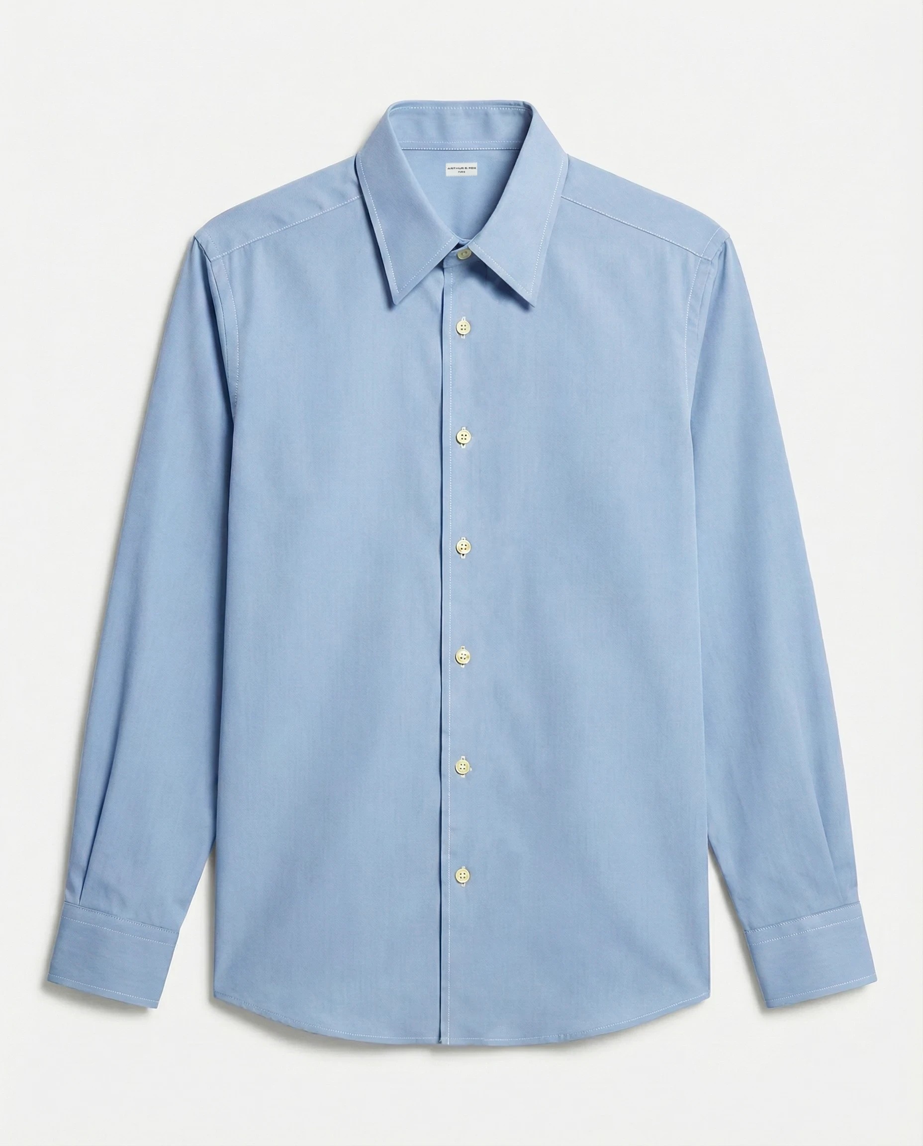 CHEMISE CLASSIQUE À COL FRANÇAIS EN POPELINE DE COTON