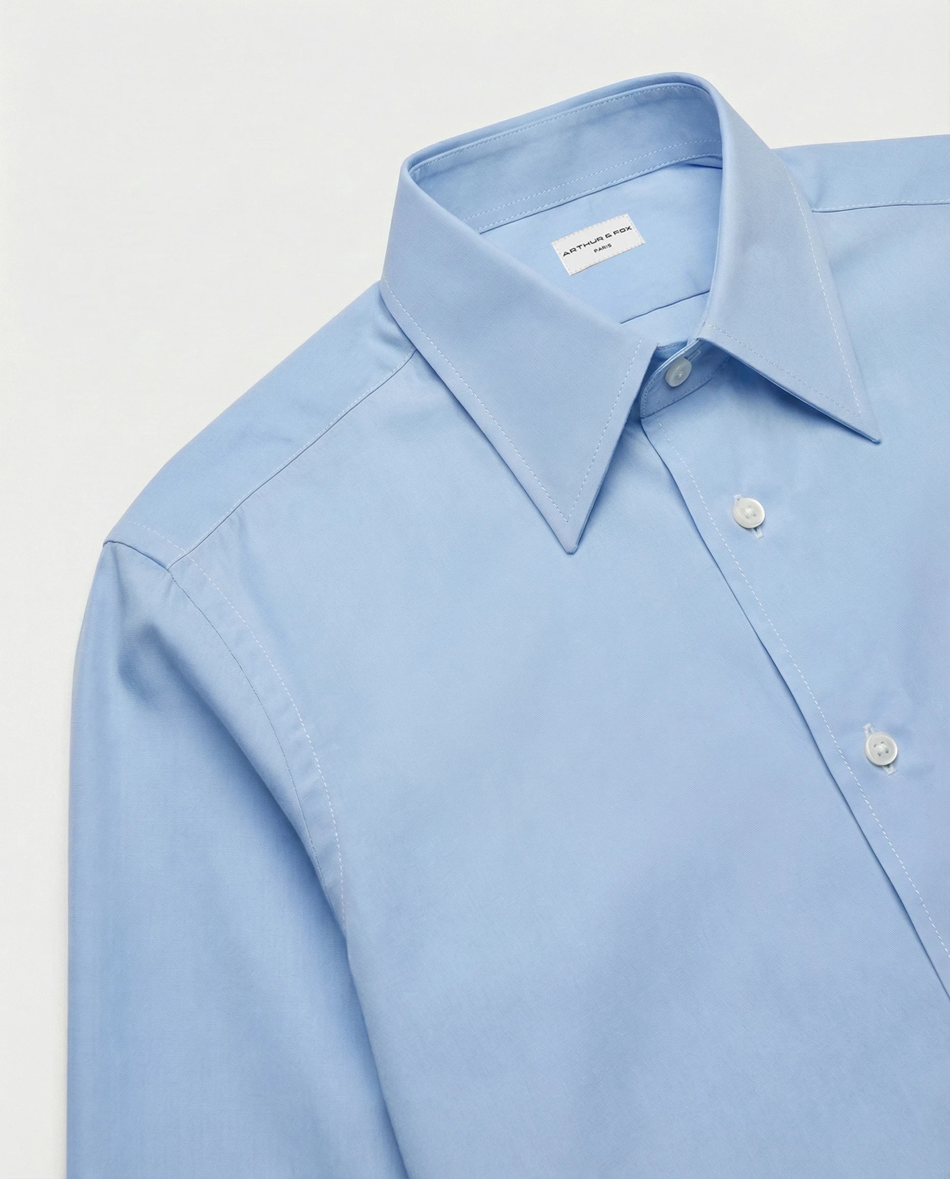 CHEMISE CLASSIQUE À COL FRANÇAIS EN POPELINE DE COTON