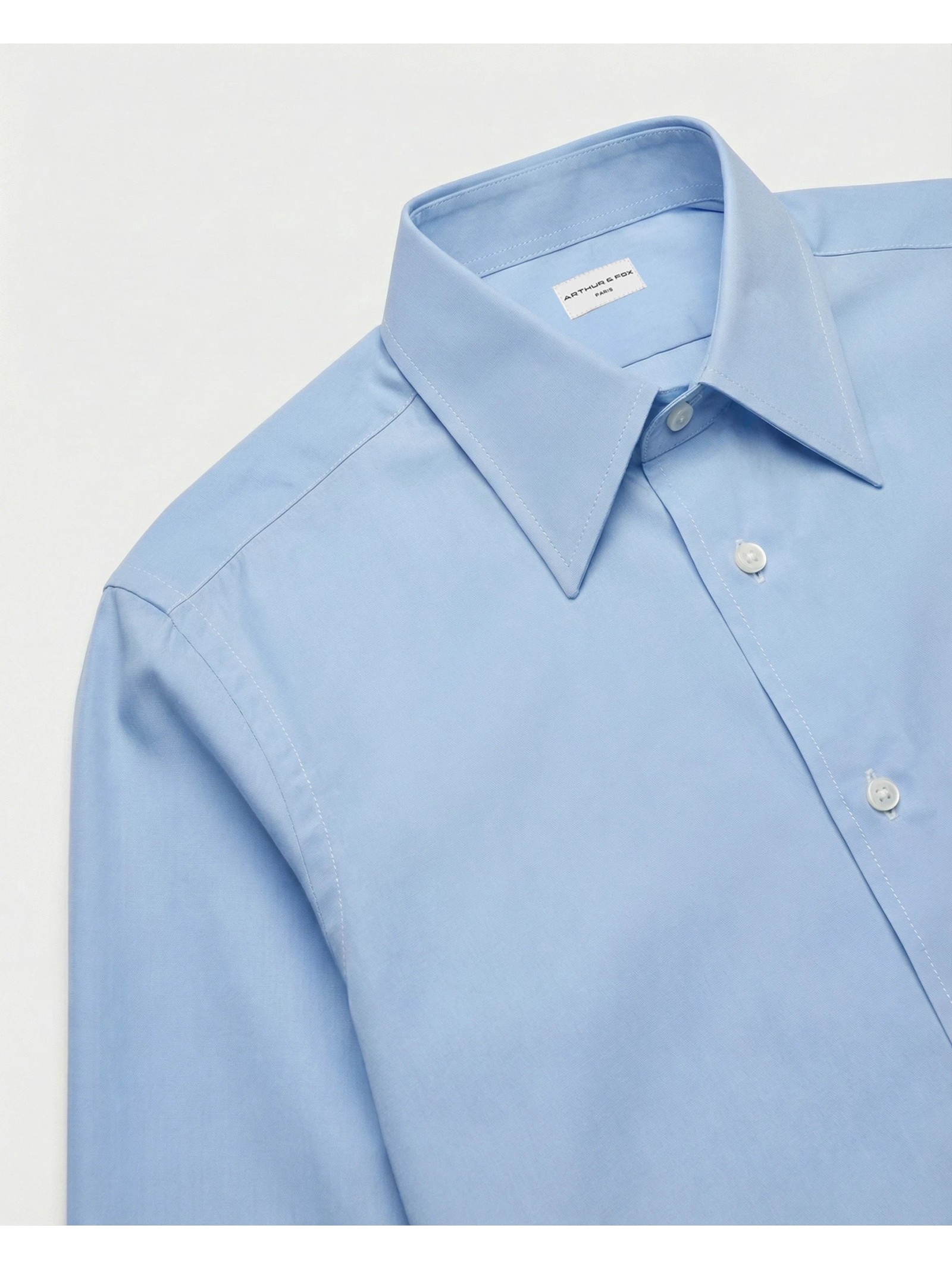 CHEMISE CLASSIQUE À COL FRANÇAIS EN POPELINE DE COTON