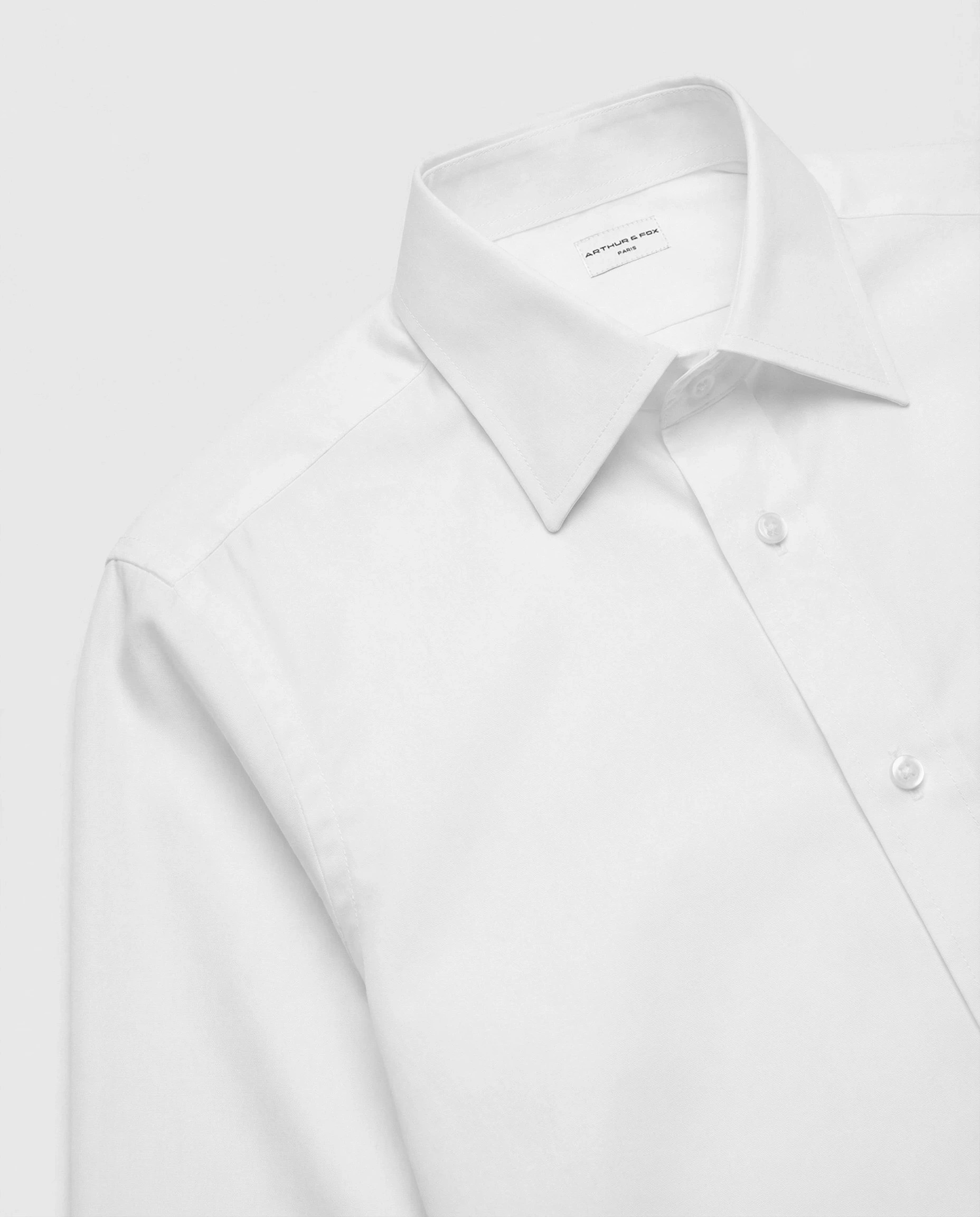 CHEMISE CLASSIQUE À COL FRANÇAIS EN POPELINE DE COTON