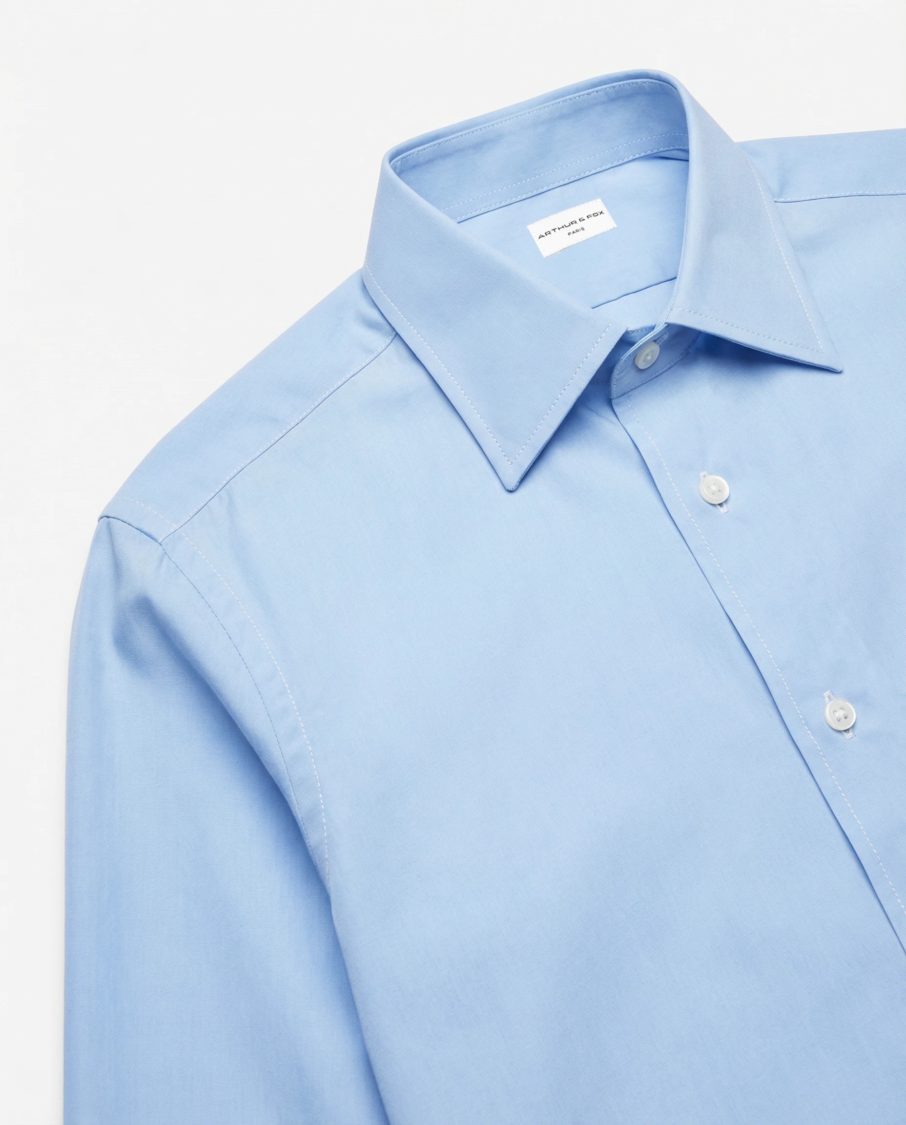 CHEMISE CLASSIQUE À COL ITALIEN EN POPELINE DE COTON
