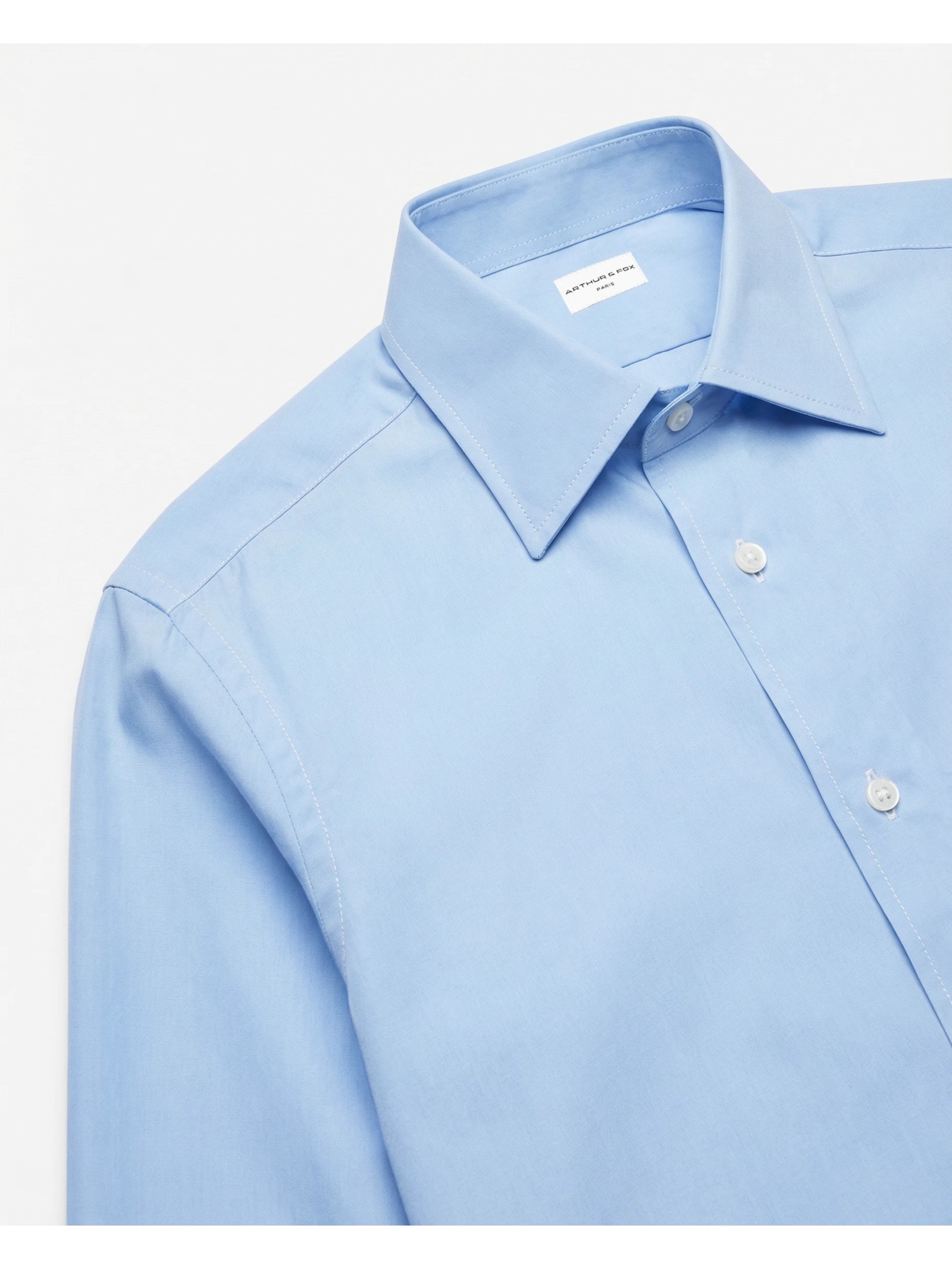 CHEMISE CLASSIQUE À COL ITALIEN EN POPELINE DE COTON