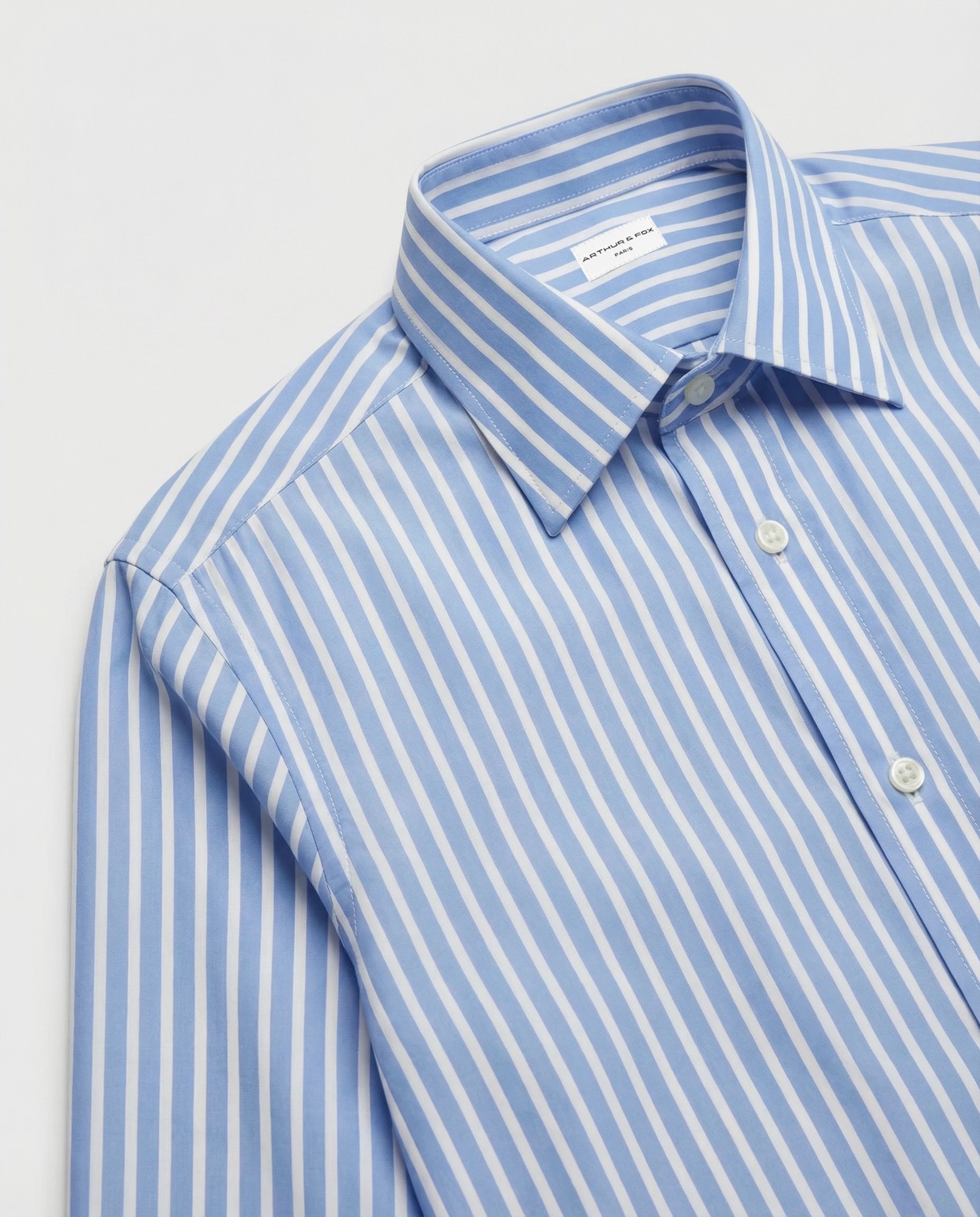 CHEMISE CLASSIQUE À COL ITALIEN EN POPELINE DE COTON