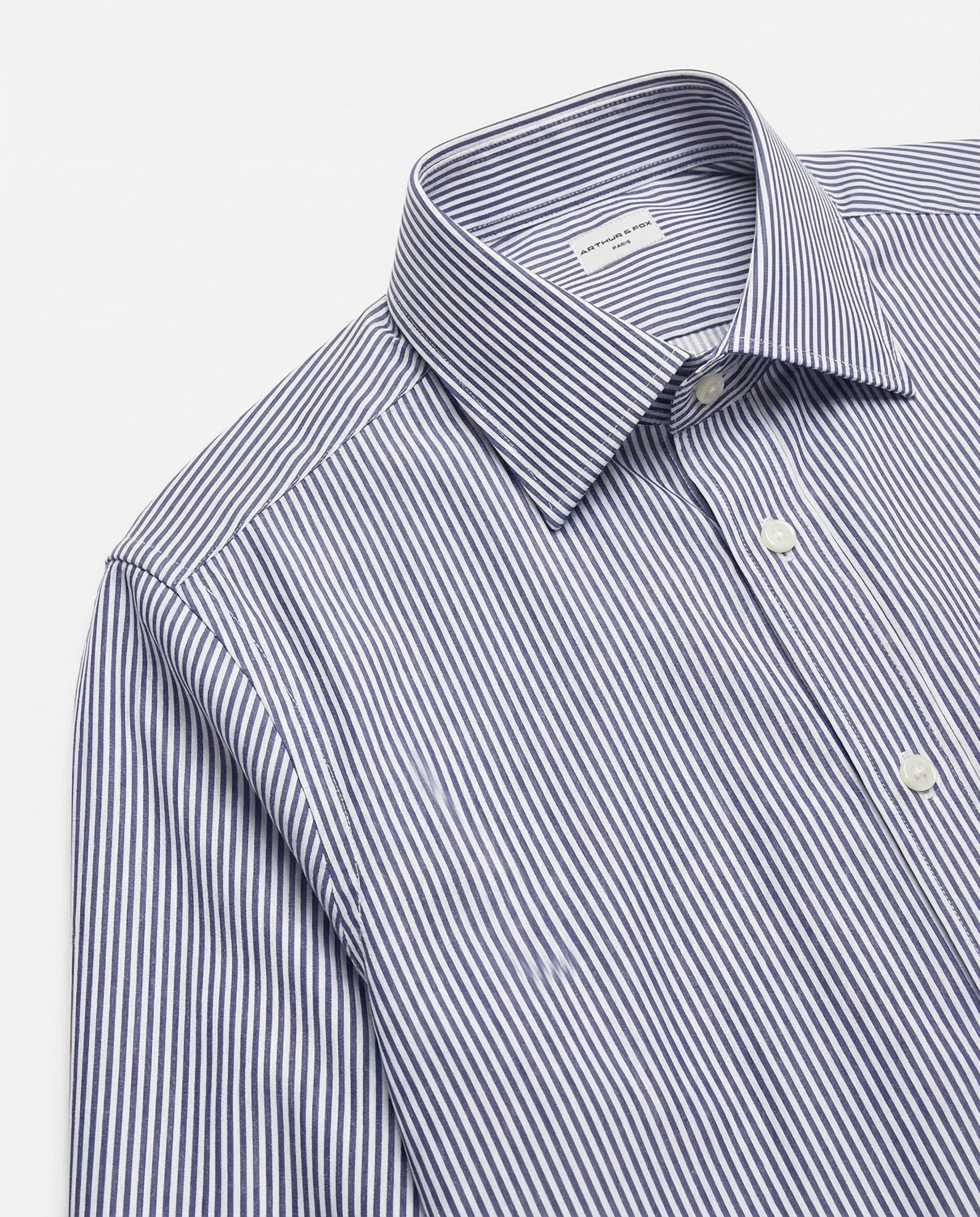 CHEMISE CLASSIQUE À COL ITALIEN EN POPELINE DE COTON