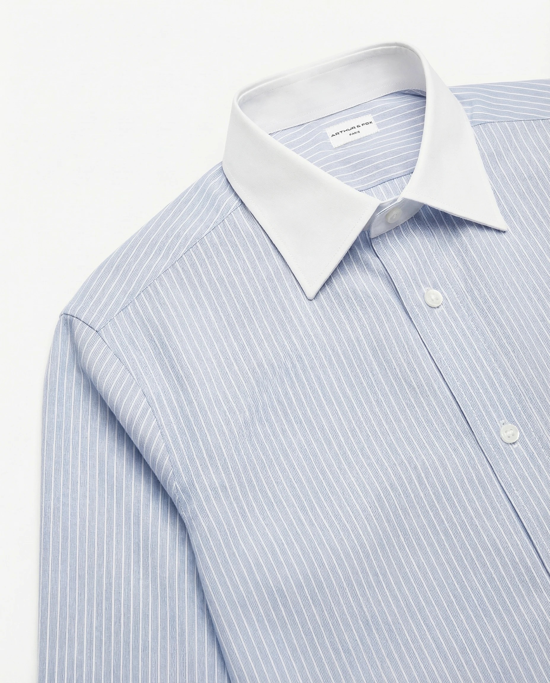 CHEMISE CLASSIQUE À COL FRANÇAIS CONTRASTÉ EN POPELINE DE COTON